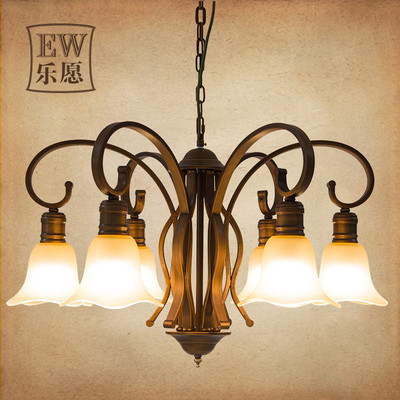 樂愿 美式鄉村鐵藝餐臥室歐式客廳燈飾 簡歐古典復古燈具吸頂吊燈 6頭朝下 樂愿吊燈HMWTY【價格 圖片 品牌 報價】-蘇寧易購